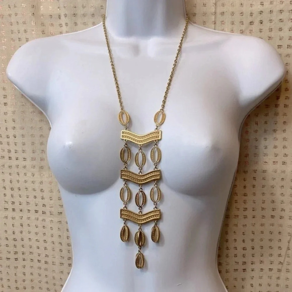 Stella & Dot Kimberly Gold Tone Lariat Statement Necklace - Picture 6 of 7